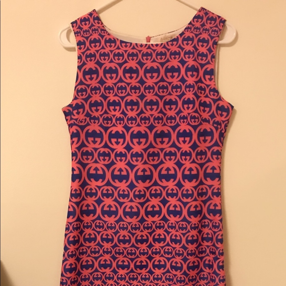 Pink and blue dress
